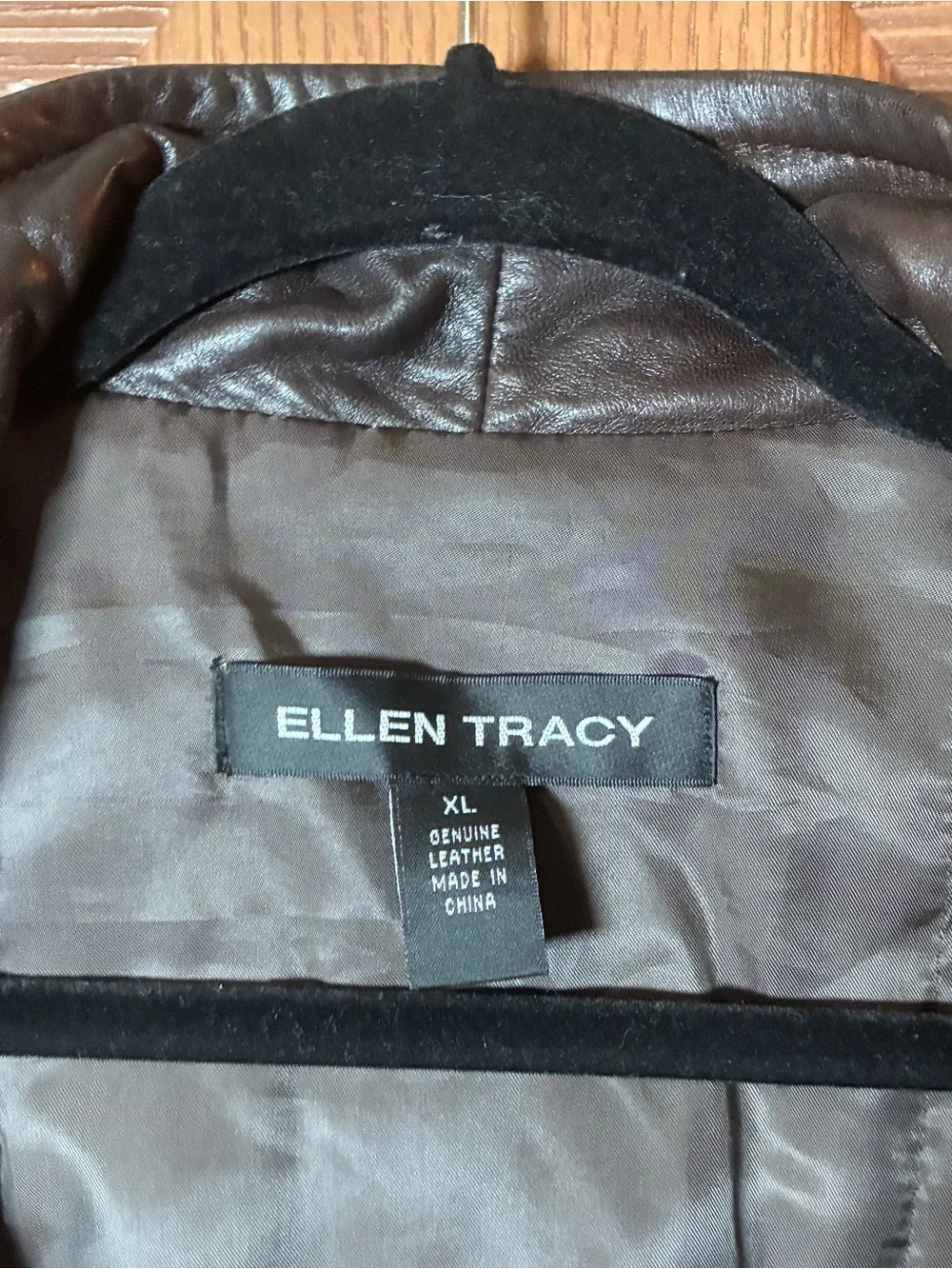 Ellen Tracy Brown Genuine Leather Full Zip Jacket XL - Picture 2 of 6